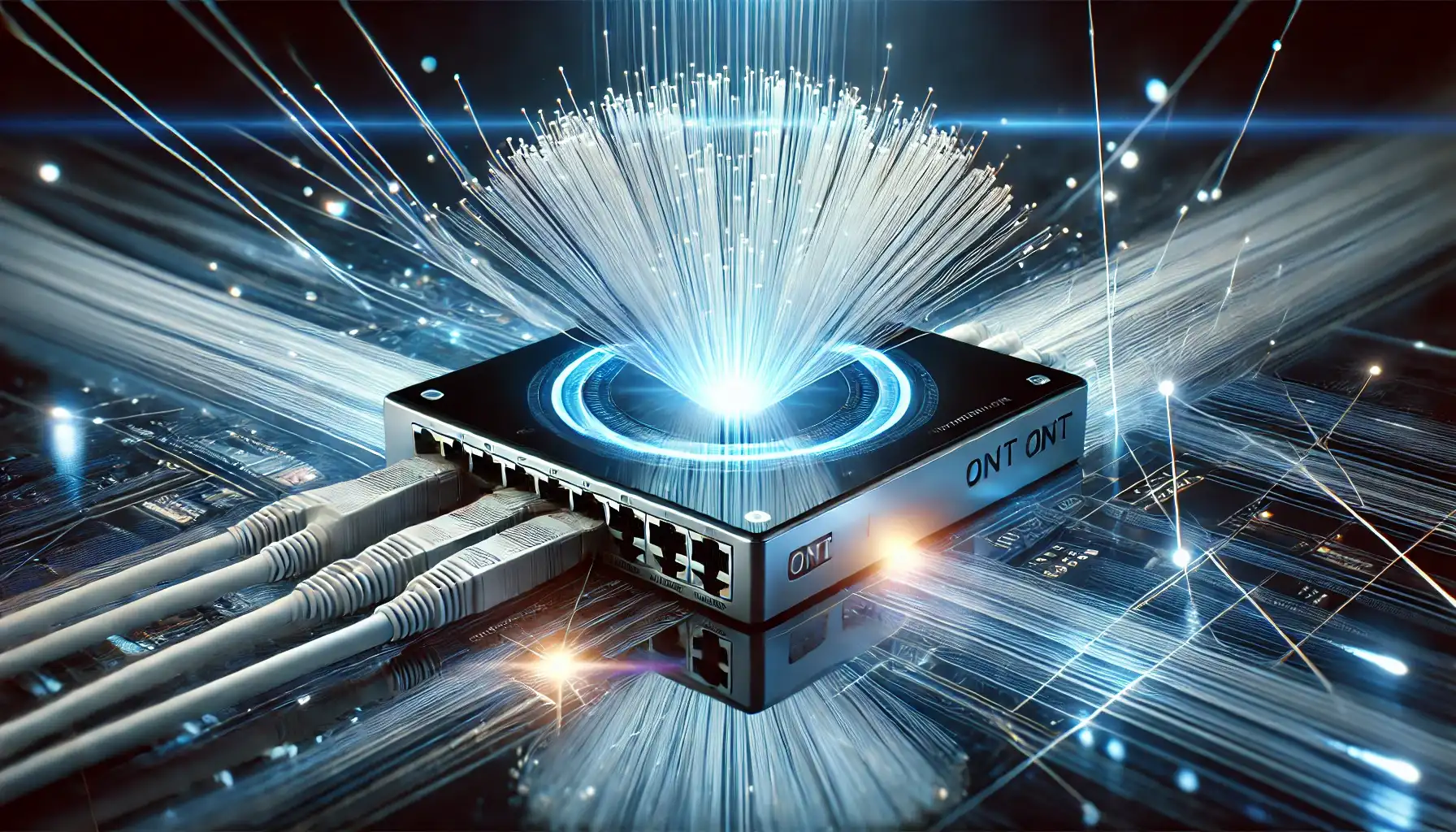 Imagen representativa de la ONT como punto clave para la conexión por fibra óptica.